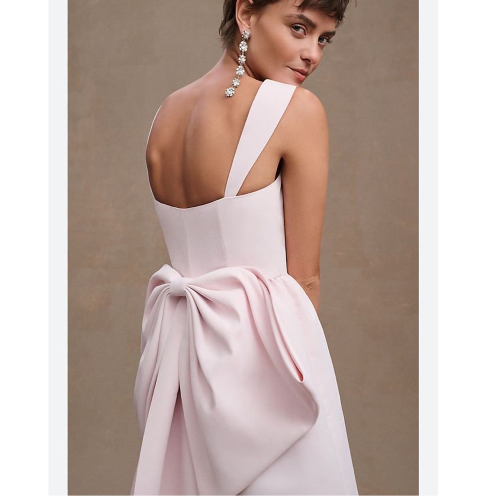 SACHIN & BABI BLAINE TAFFETA SQUARE-NECK BOW TRAIN MINI DRESS | NWT | Size 8